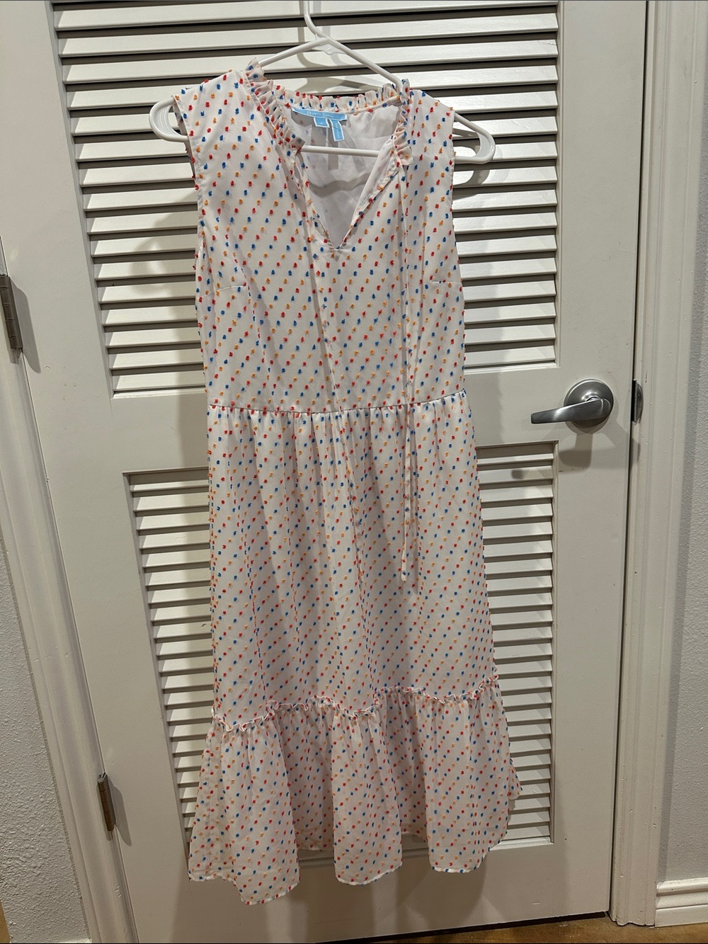 Draper James Cream Midi Dress with Multicolor Dot Print